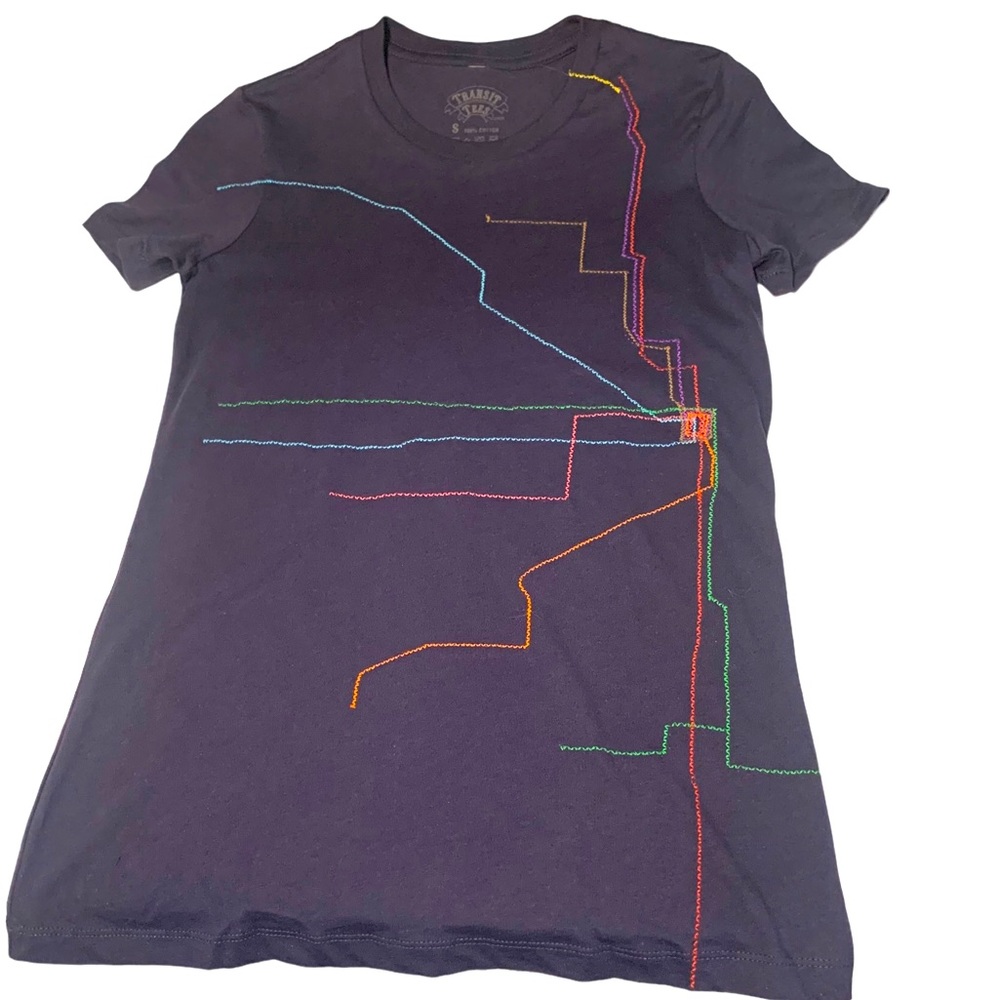 Chicago Transit Tee - Embroidered transit line  NWT